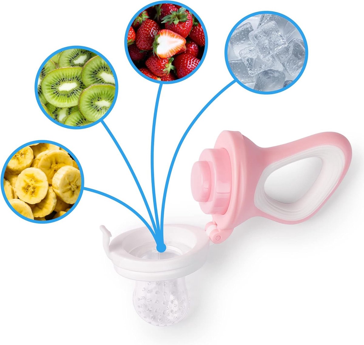 2 tétines à fruits pour bébés, jeunes enfants, 6 tétines de remplacement en 3 tailles - rose/blanc, 1 pièce (1 paquet) en silicone