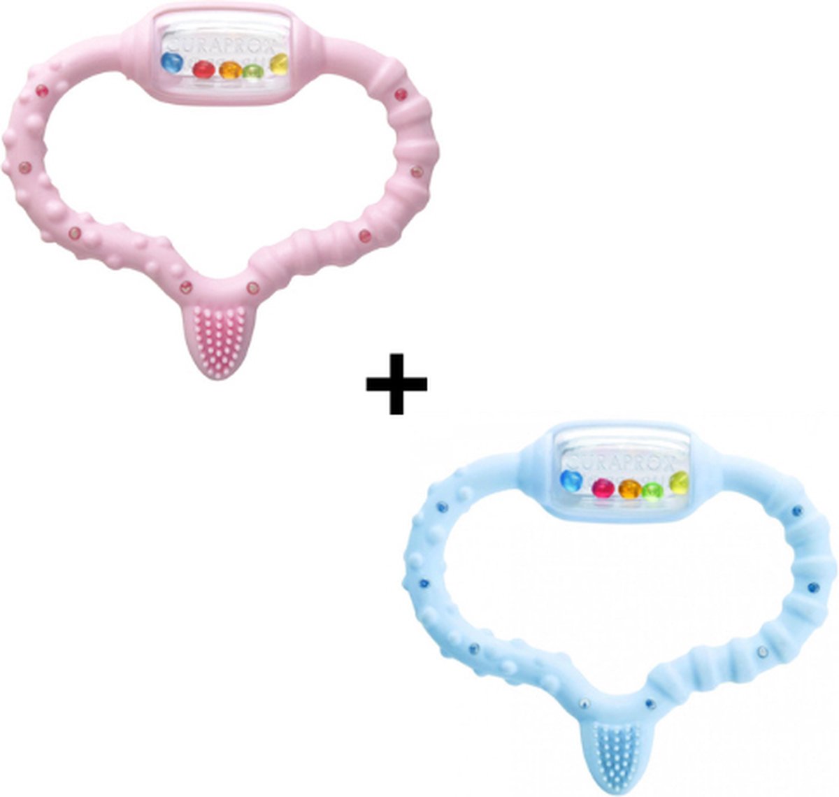 2x Anneau de Dentition Curaprox - Rose & Blauw