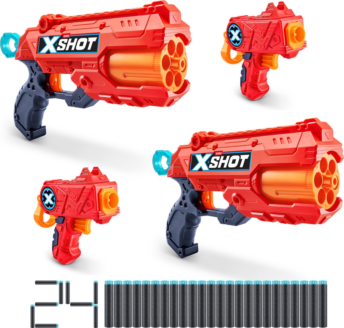 ZURU - XSHOT - Pack combo Excel double Reflex 6 blaster et double Micro blaster (24 fléchettes) de ZURU