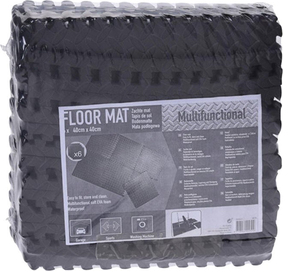 6x Tapis de sol en mousse / carrelage piscine noir 40 x 40 cm - Lave-linge - Fitness - Multifonctionnel