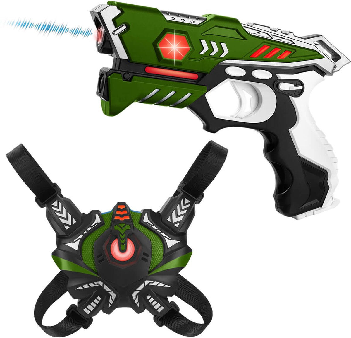 2 pistolets laser KidsTag + 2 gilets laser tag - Jeu de laser tag pour enfants avec fonction unique Vest Only !