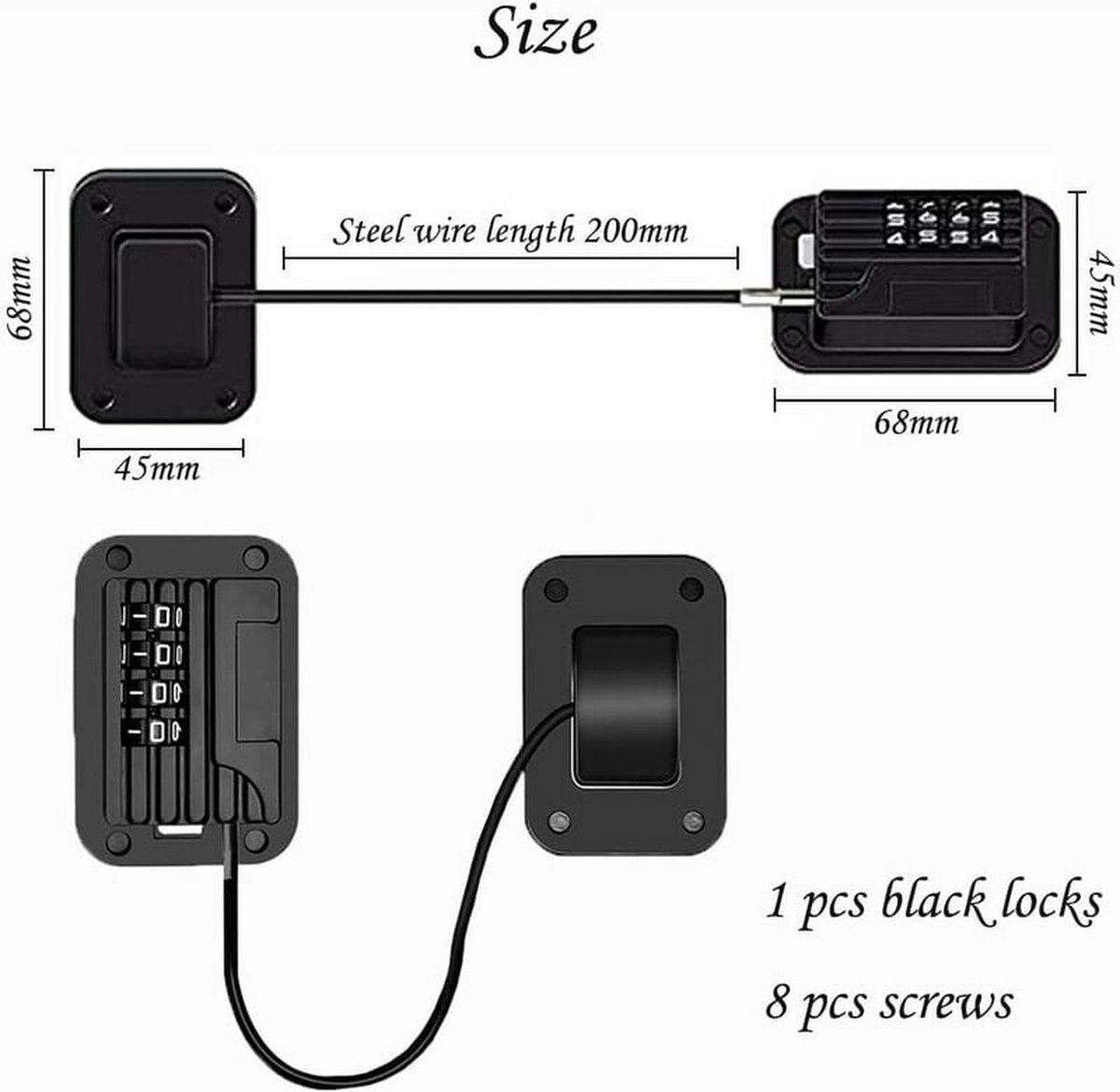 Zwart 2 pièces - serrure de réfrigérateur - serrure de mini réfrigérateur avec code numérique - convient aux armoires, tiroirs, placards, koelkast, fenêtres et réfrigérateurs - serrure de tiroir - serrure bébé - serrures pour enfants