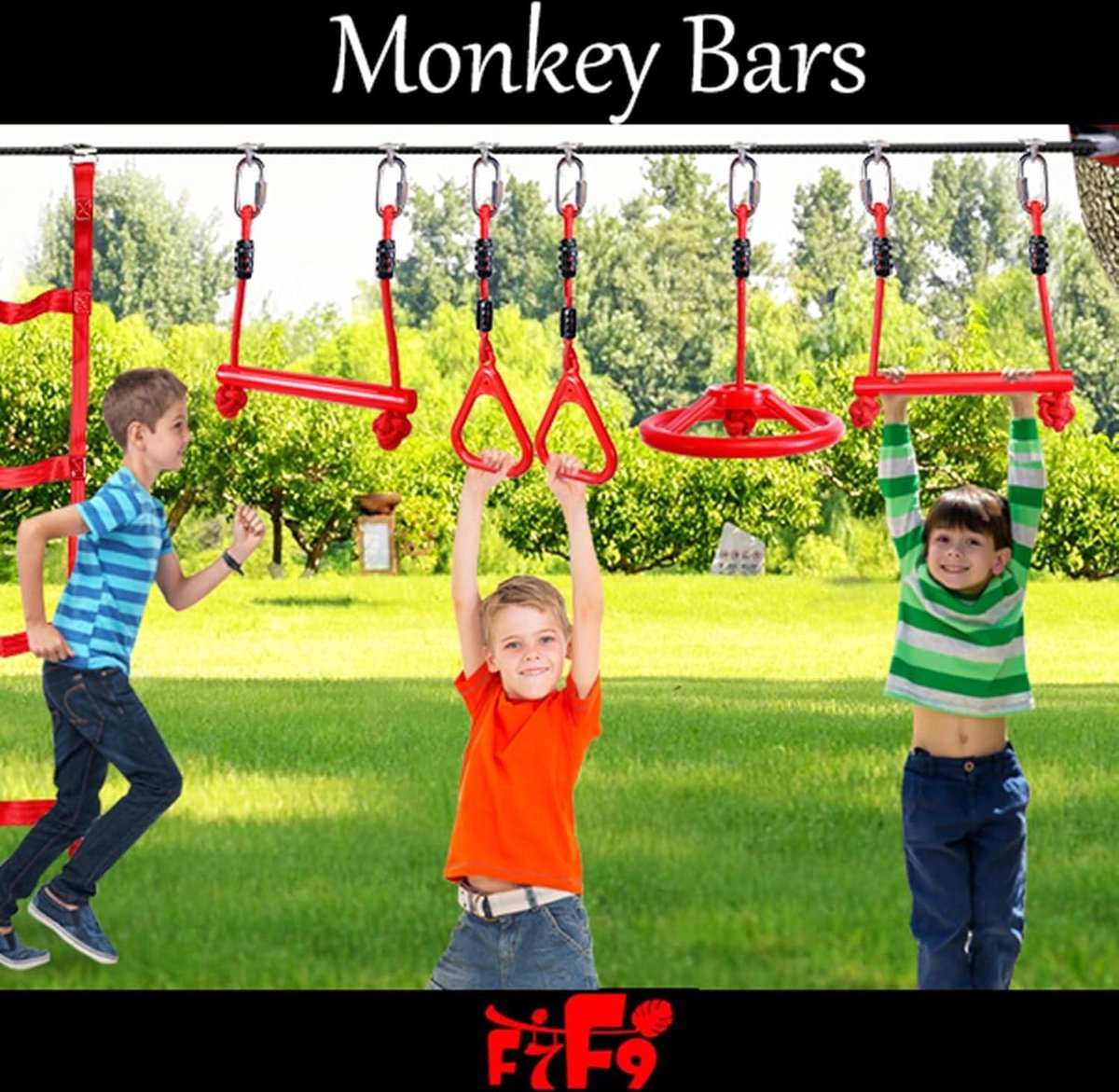 Accessoires de vêtements pour bébé de parcours d'obstacles - Play Plein air Kids - 2 pcs Monkey Bars Ninja Warrior