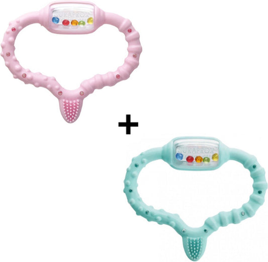 2x Anneau de Dentition Curaprox - Rose & Turquoise