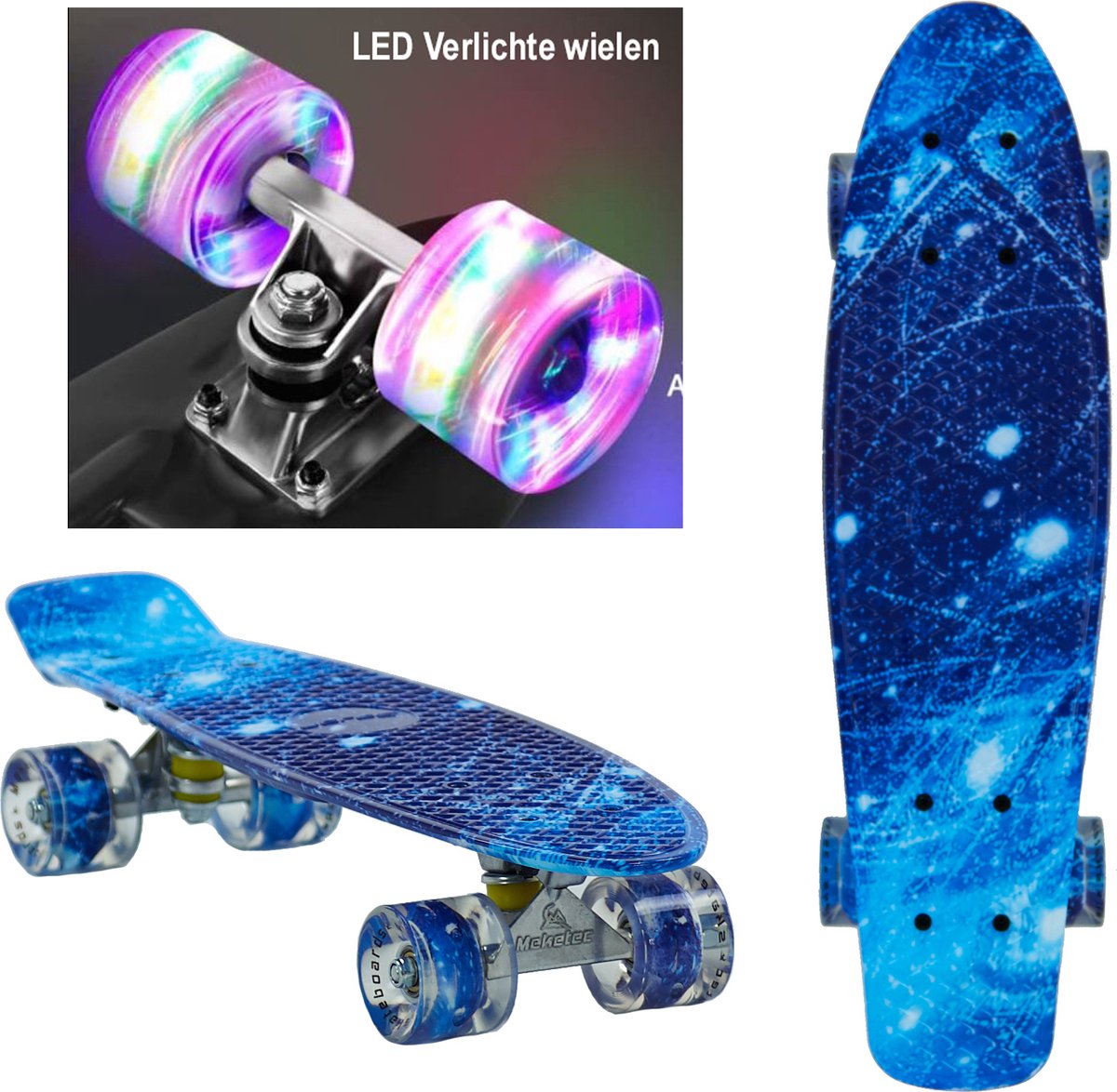 2Cycle Skateboard - Roues LED - 22,5 pouces - Imprimé Blauw