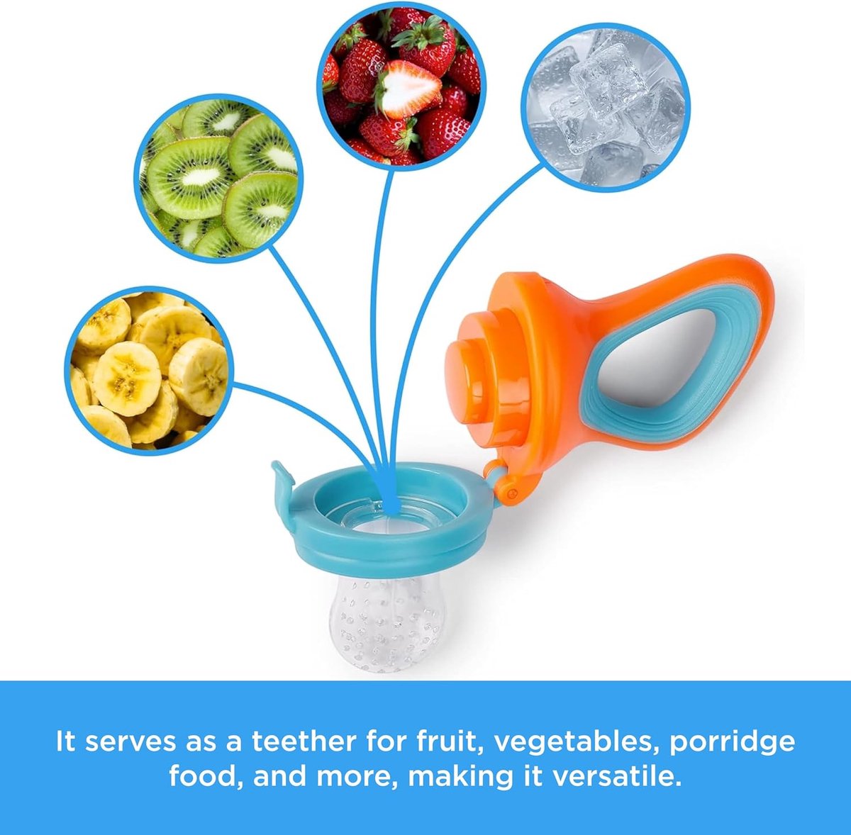 2 paniers à fruits pour bébés petits enfants 6 paniers à fruits en 3 tailles - bleu/orange 2 pièces (1er paquet) silicone