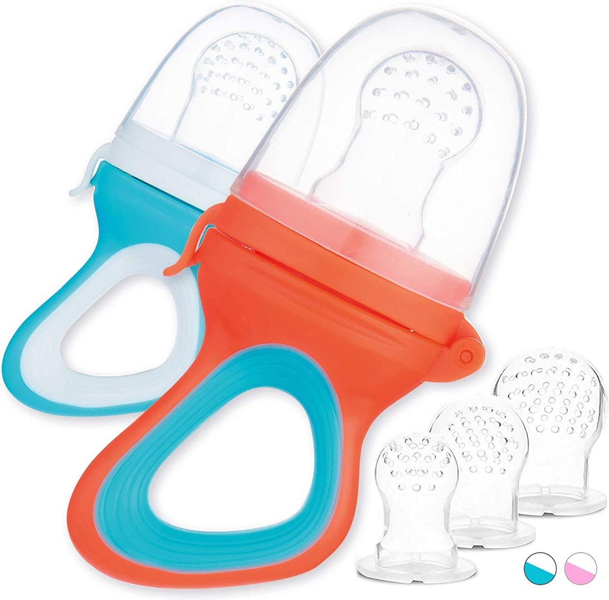 2 paniers à fruits pour bébés petits enfants 6 paniers à fruits en 3 tailles - bleu/orange 2 pièces (1er paquet) silicone