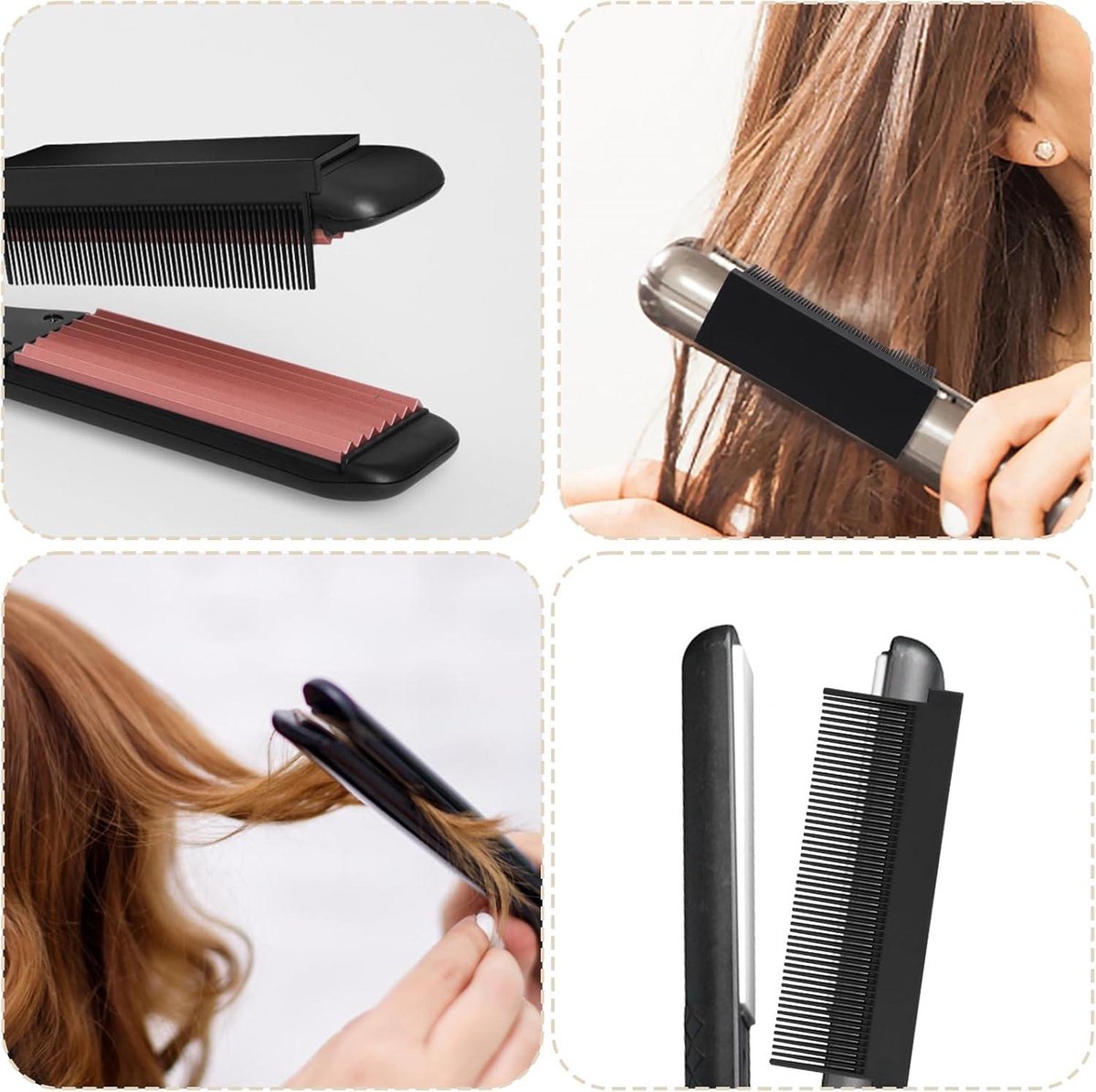 2 pièces Peignage à lisser les cheveux Type V femmes DIY Peignage Accessoires de vêtements pour bébé pour cheveux fer plat lissage barbier peigne à lisser pour la Home professionnelle femmes hommes salon de coiffure - noir - Tools de Coiffure .