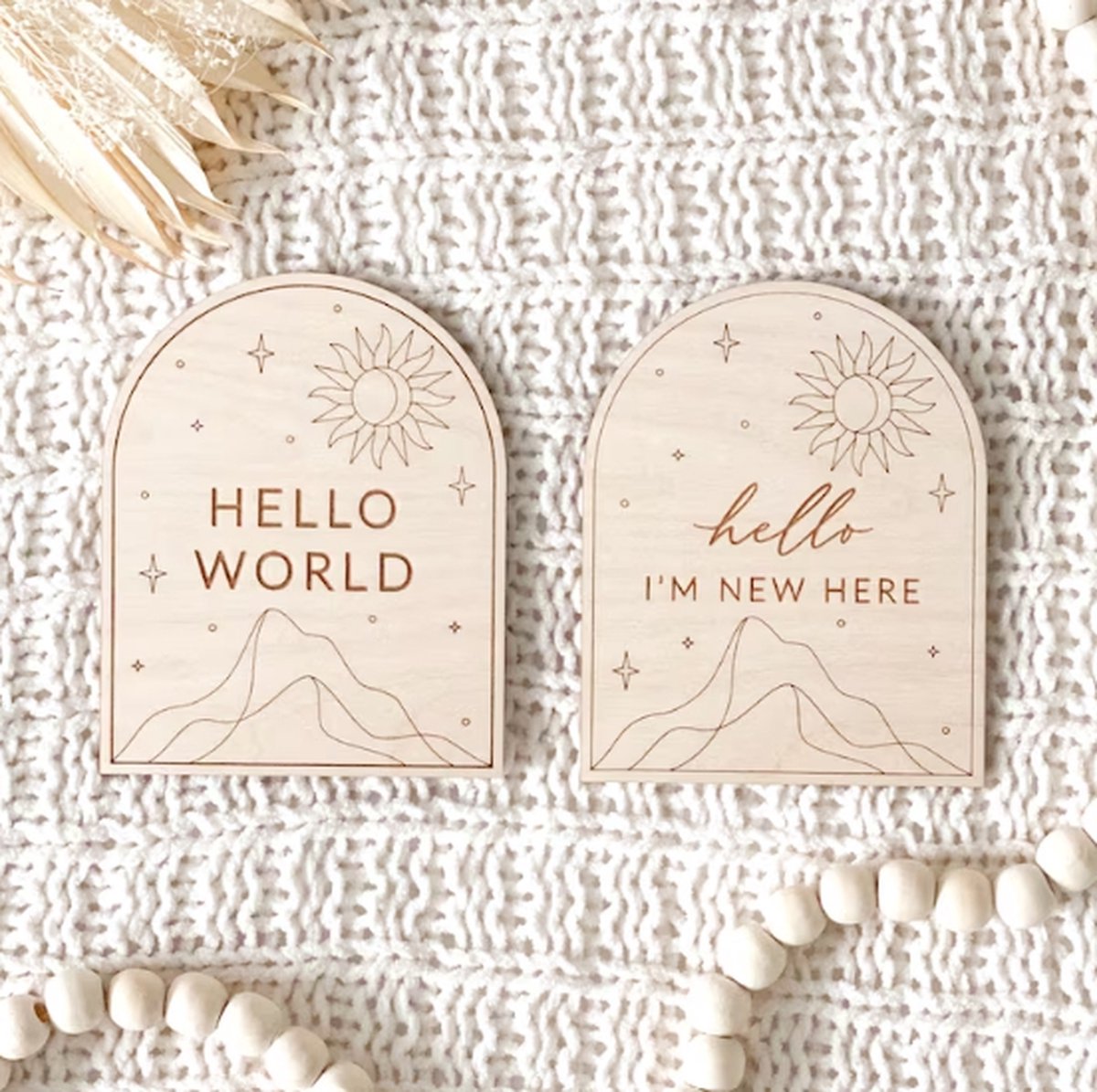 14 Cartes jalons en bois Bébé - Cadeau baby shower - Cadeau maternité Garçon et fille - cartes jalons