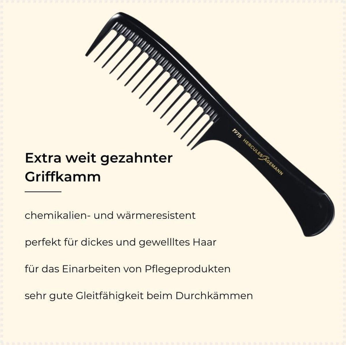 1975 Peigne à manche pour un peignage confortable et une séparation facile - Peigne Extra long avec manche - Largeur de dents Extra large - Taille : 225 cm