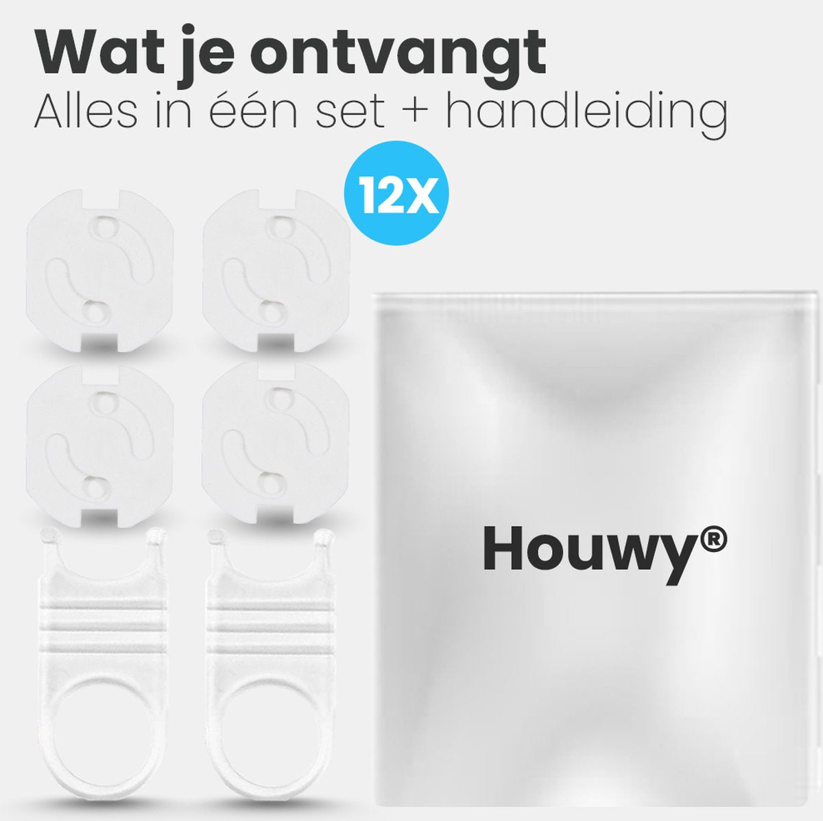 12 Caches-prises - Protections de prise - Houwy - Pour les Pays-Bas - Sécurité de prise - Protection des enfants Prise - Autocollante