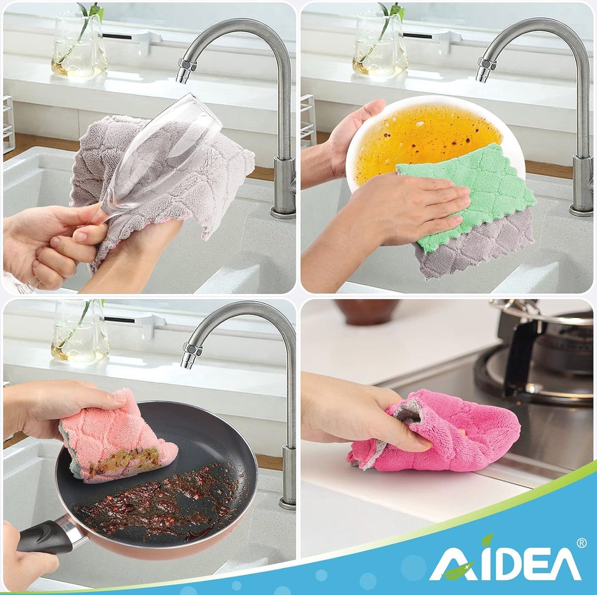 12 torchons de cuisine super absorbants - Handdoeken en microfibre polaire corail