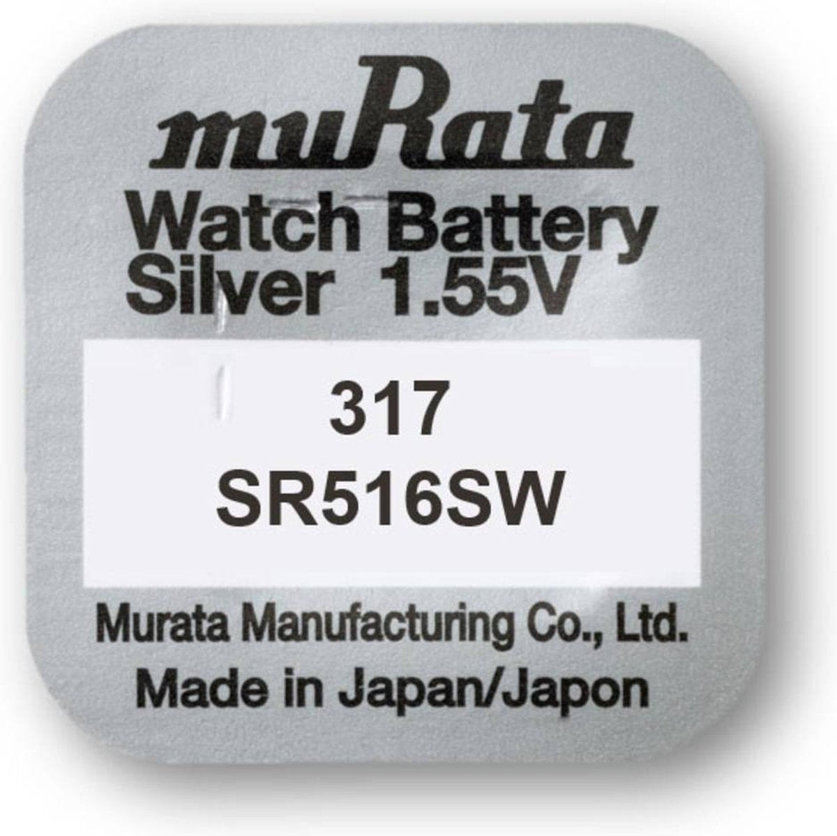 317 Pile Knoopcel Oxyde d'argent 1,55 V 11,5 mAh Murata SR516SW-PBWW 10 pc(s)