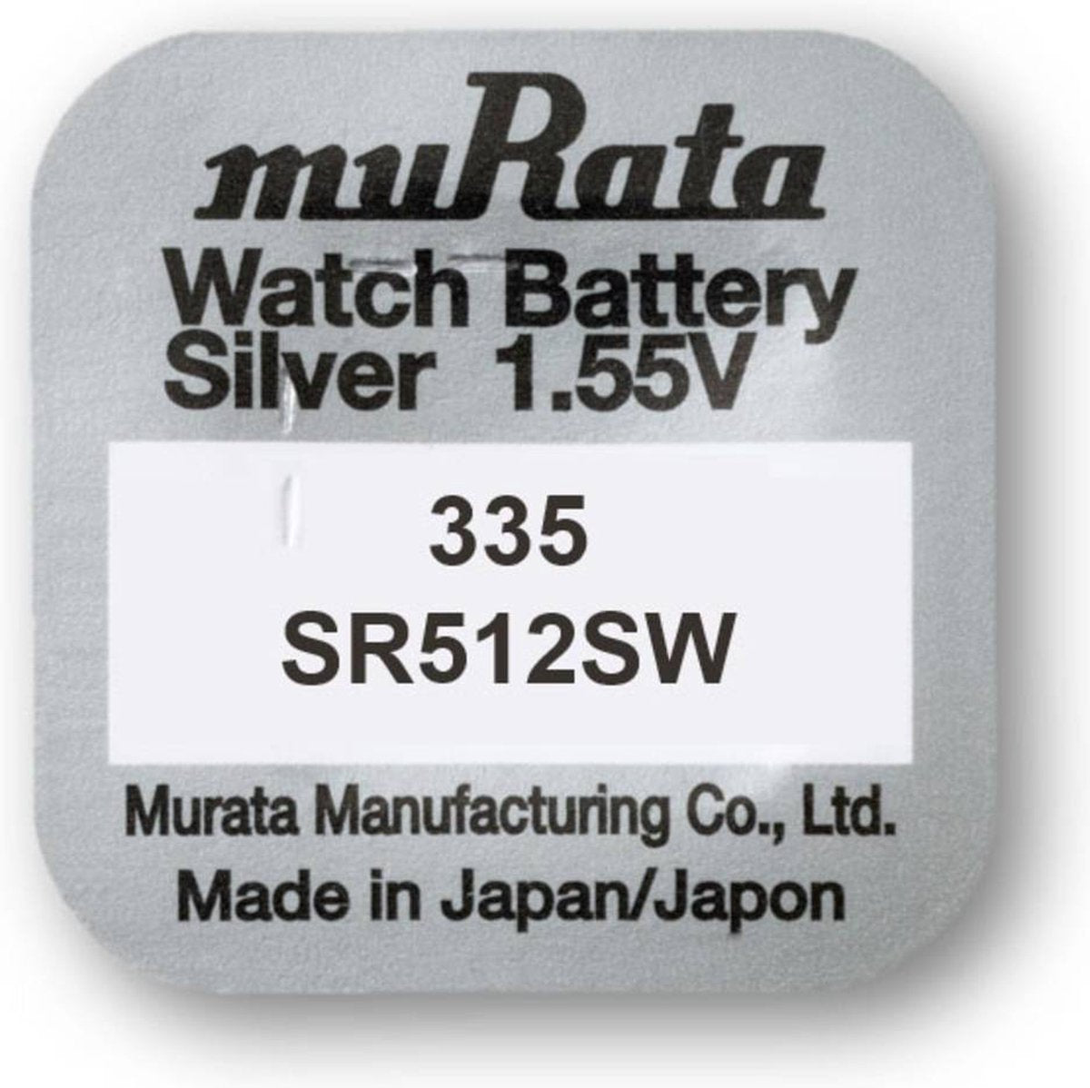 335 Pile Knoopcel Oxyde d'argent 1,55 V 8,3 mAh Murata SR512SW-PBWW 10 pc(s)