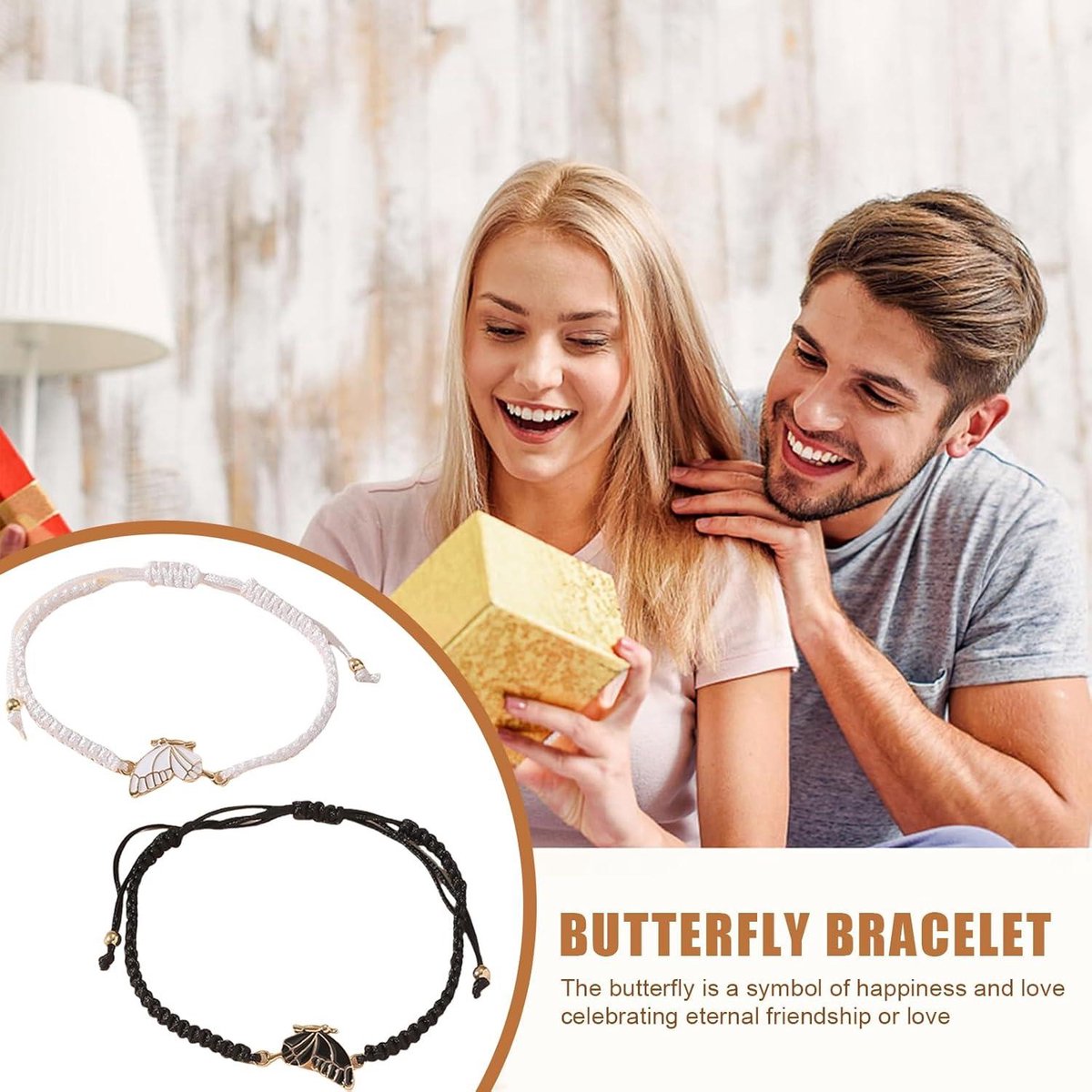 2 bracelets d’ Friends Butterfly Best réglables - Bracelets Ruzister BFF - Bracelets d’amitié avec pendentifs