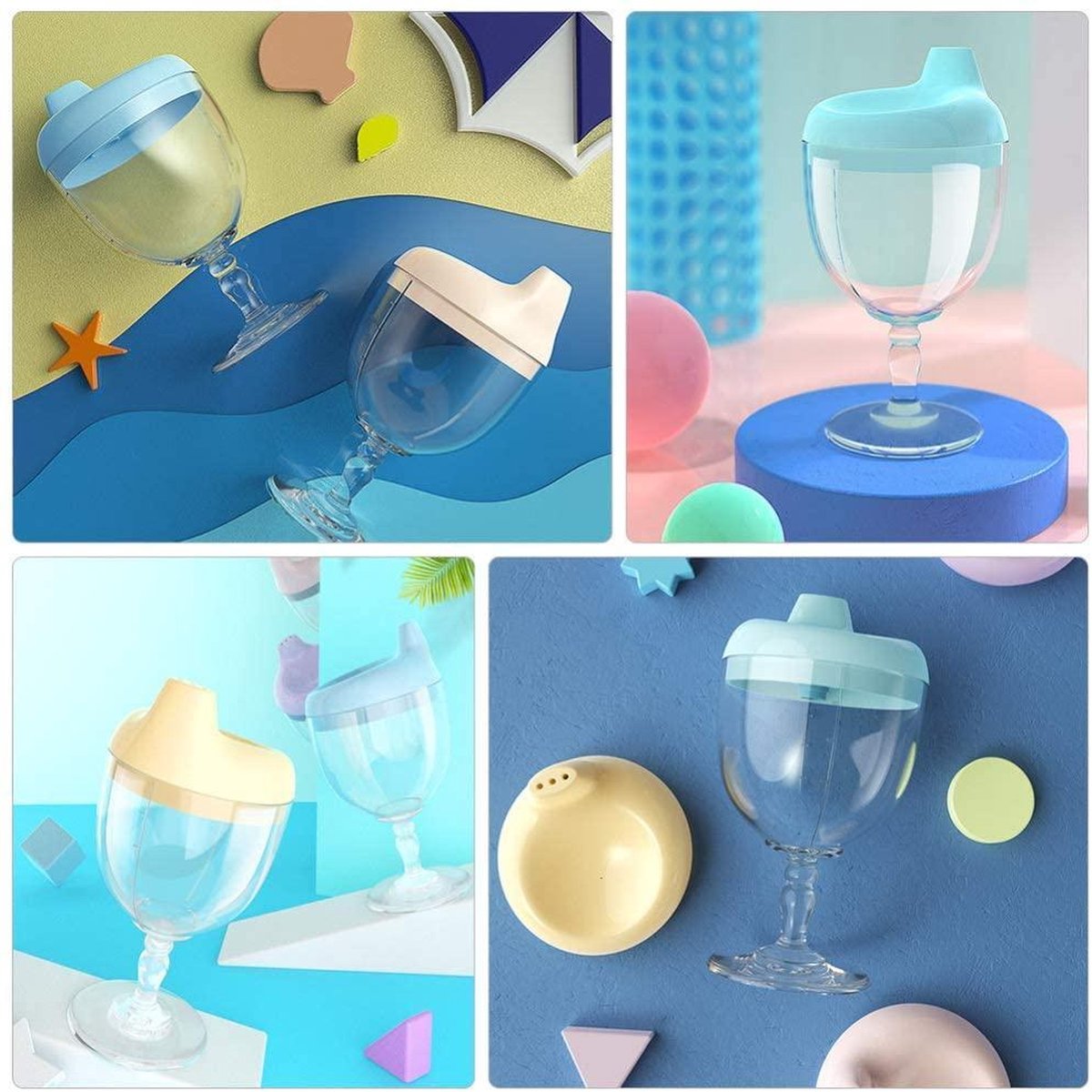 150ML - Tasse Bébé - Tasse de fête - Tasse en plastique pour Bébé avec couvercle - Tasse de fête - Blauw