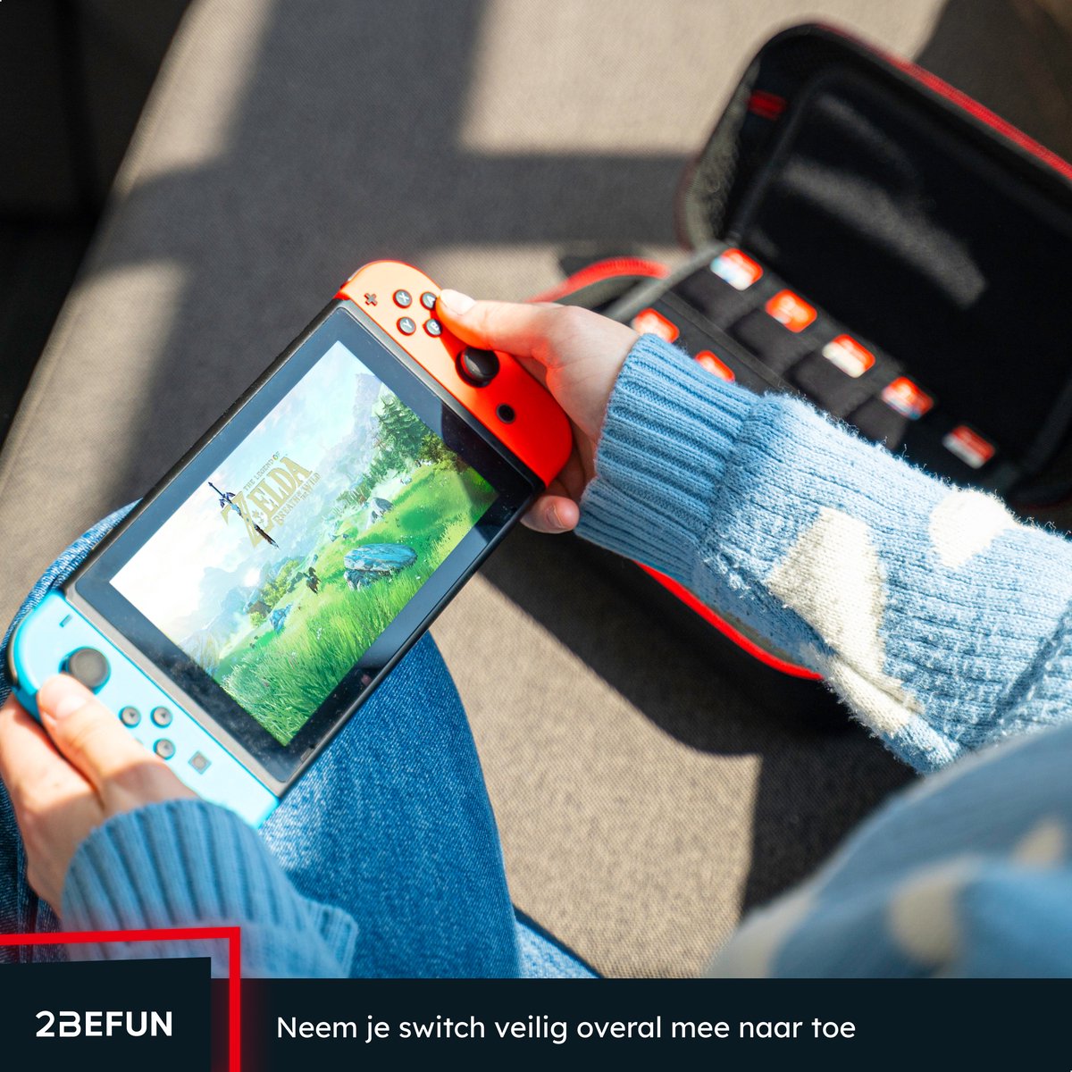 2BEFUN® Étui adapté pour Nintendo Switch et Accessoires de vêtements pour bébé - avec protecteur d'écran - Housse de protection - Housse - Étui - Zwart