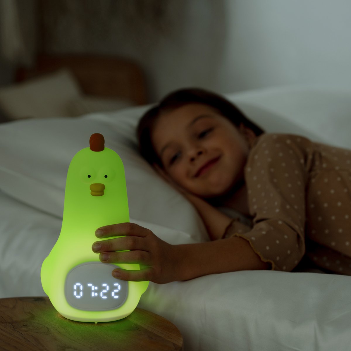 3Babies® Sleep Trainer – Alarme de sommeil Bébé – Fonction veilleuse avec Wekker – Réveil pour enfants – Poulet Wit – Avec application