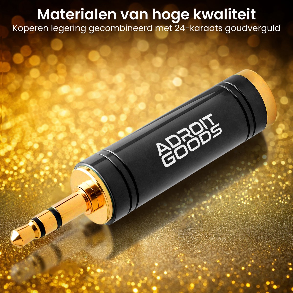 Adaptateur jack Audio AdroitGoods 6,35 mm Male vers 3,5 mm femelle - Plaqué or - Zwart