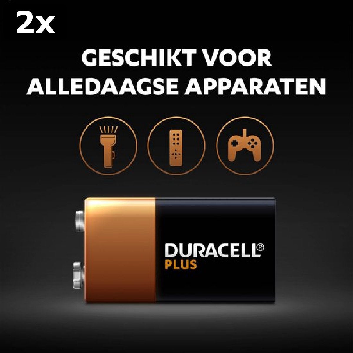 2x piles Duracell Plus alcalines 9V - 1 pièce