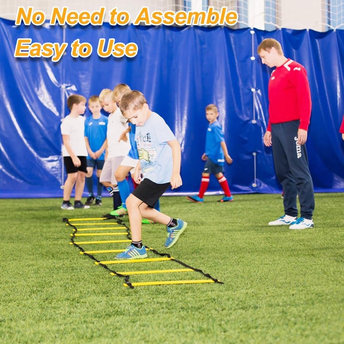 Accessoires d'entraînement de football, échelle de coordination, échelle d'entraînement, échelle de coordination avec 12 chapeaux, 4 poteaux, kit d'entraînement de football, équipement, accessoires, entraînement de football