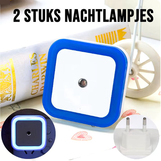 2 pièces capteur sans fil LED veilleuses capteur de mouvement carré lampe de nuit couloir armoire escaliers Blauw 2x