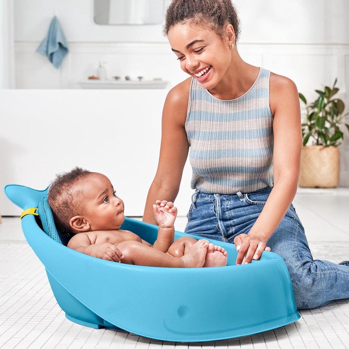 235465 Baignoire Bébé Moby Smart Sling à 3 niveaux, Blue