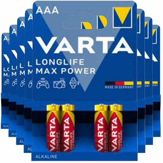 8x Piles alcalines Varta Longlife Max Power AAA 4 pièces