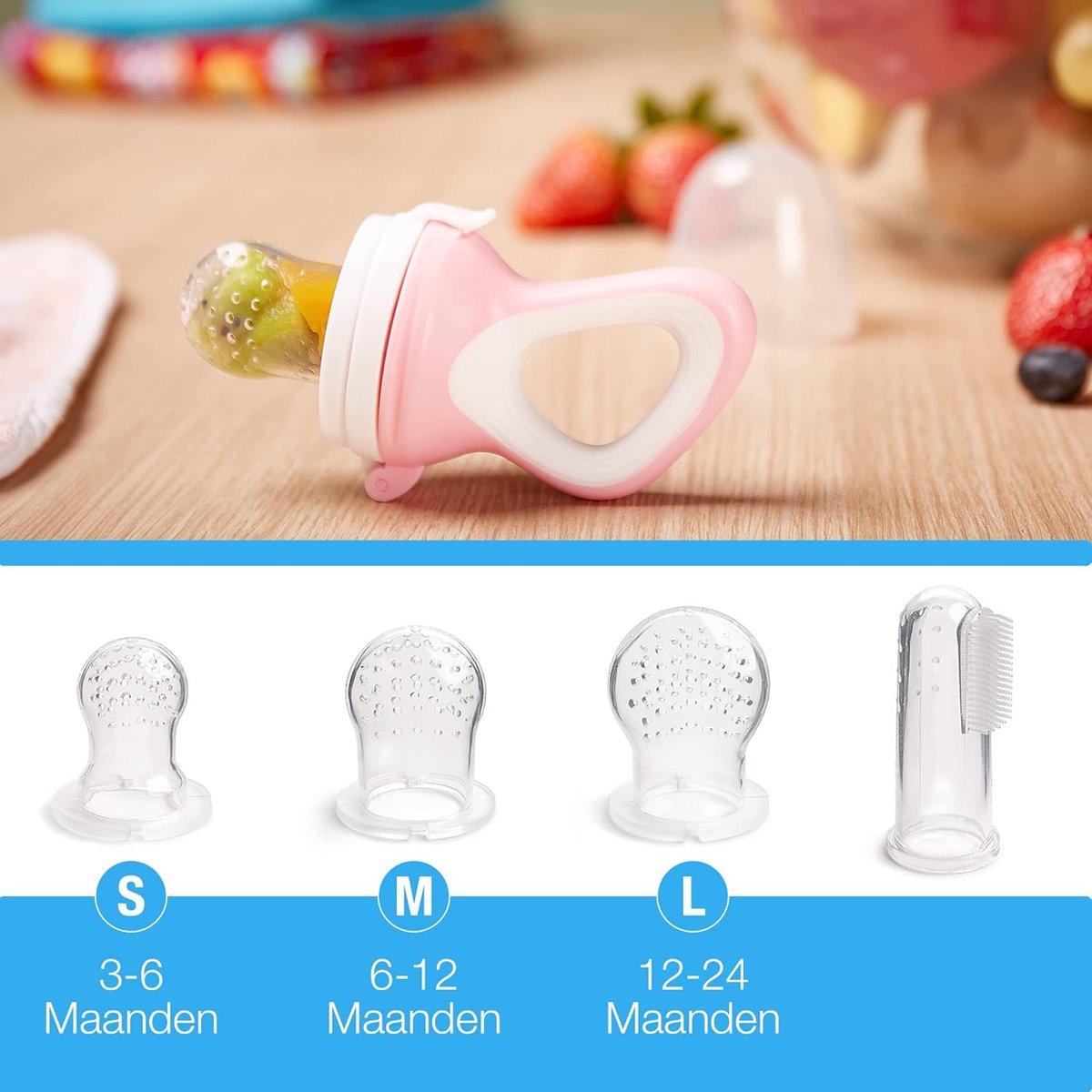 2 tétines à fruits pour bébés, jeunes enfants, 6 tétines de remplacement en 3 tailles - rose/blanc, 1 pièce (1 paquet) en silicone