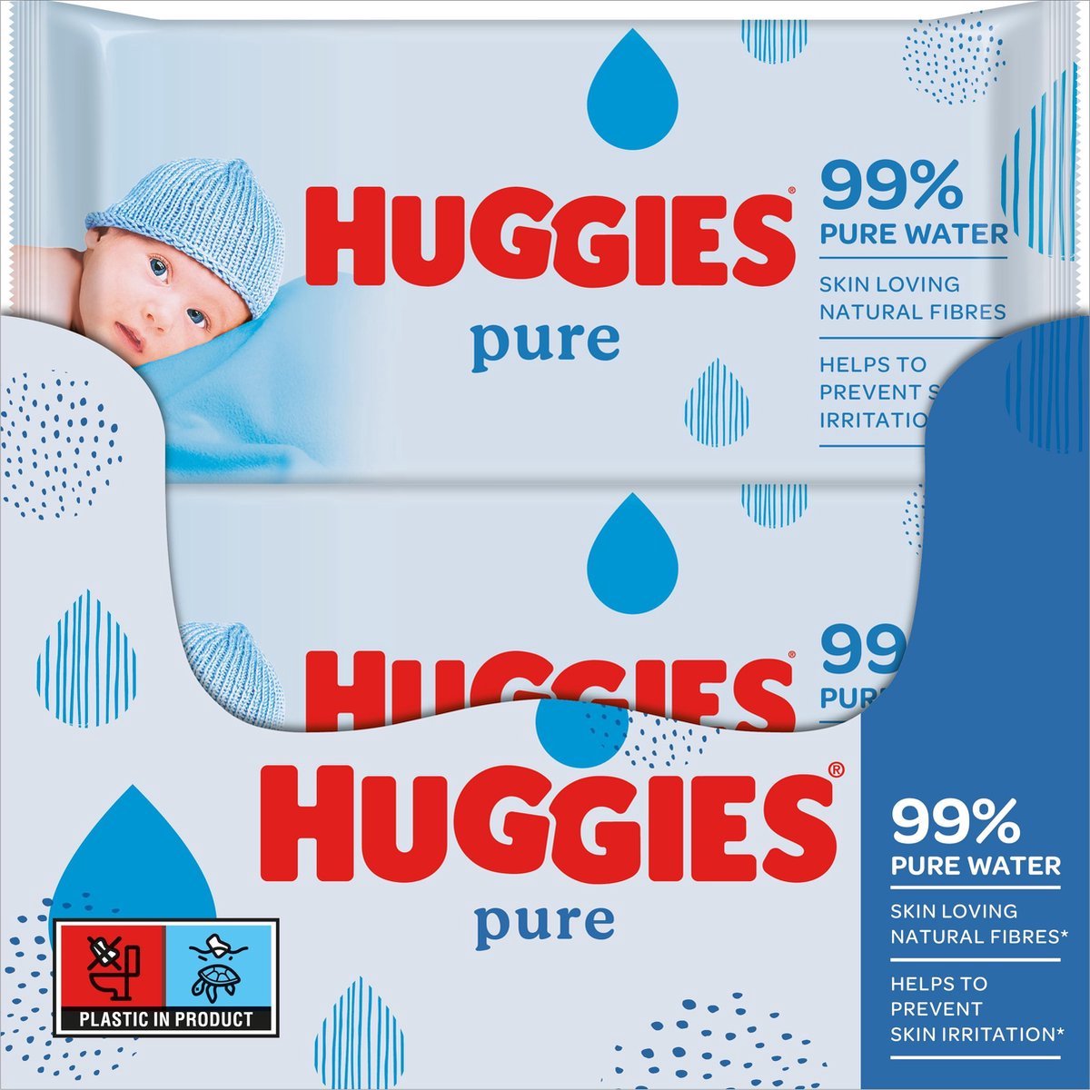 10x Huggies Lingettes Pure 99% Water 56 lingettes