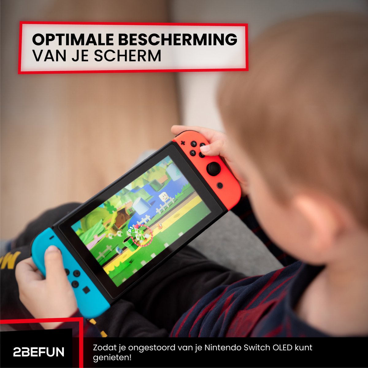 2BEFUN® Protecteur d'écran adapté pour Nintendo Switch OLED - 2 pièces - Verre trempé - Accessoires de vêtements pour bébé Nintendo Switch - Protecteurs d'écran - Verre de protection