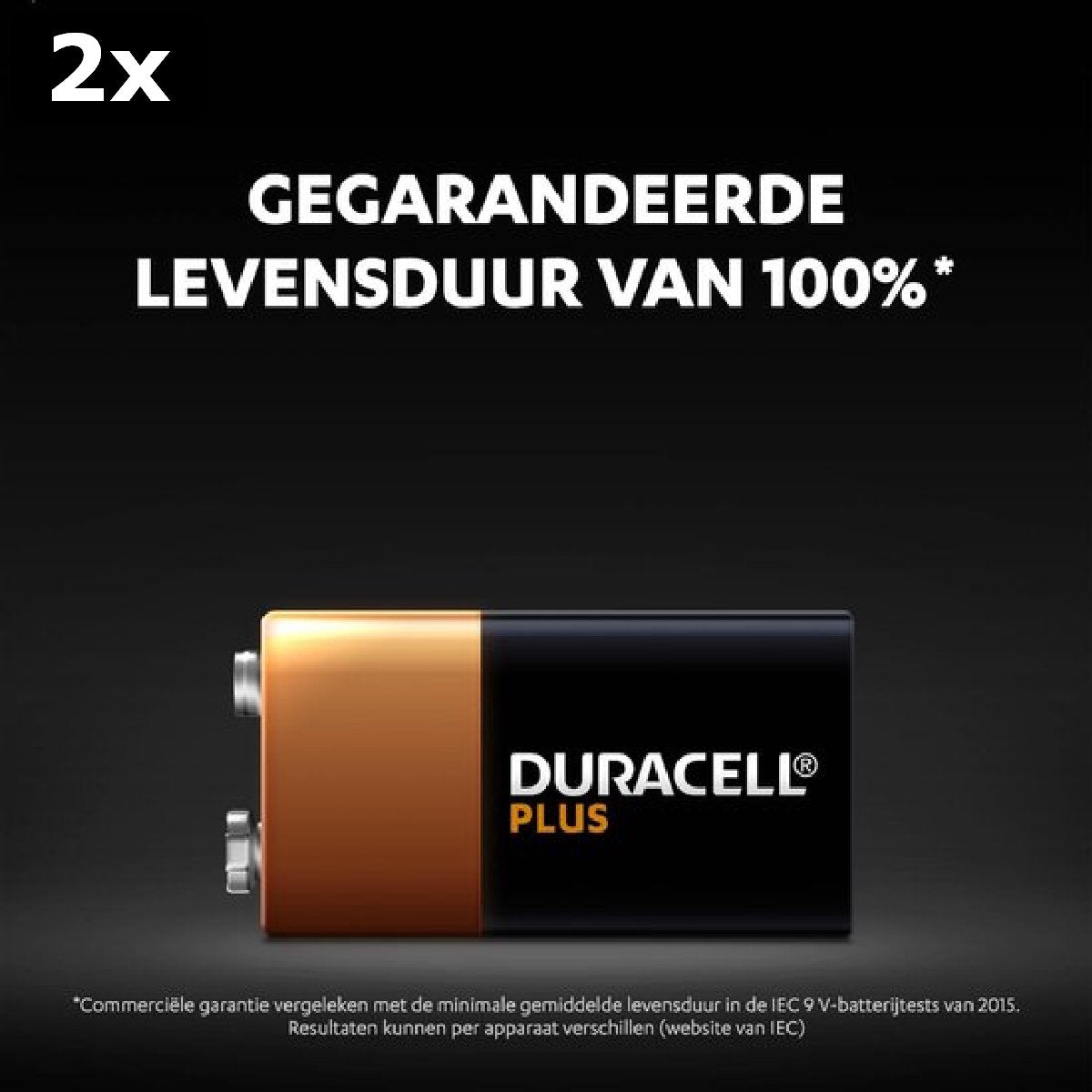 2x piles Duracell Plus alcalines 9V - 1 pièce