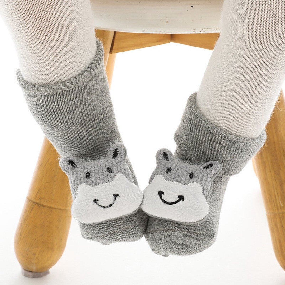 2 Paires - Chaussettes Antidérapantes Chaussettes Enfants - Lion Hippo - 1-3 ans