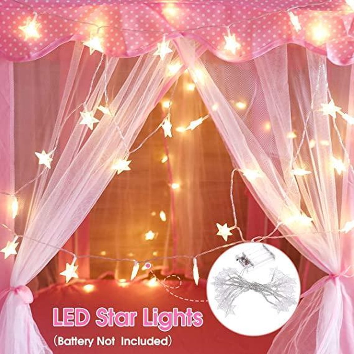 55 "x 53" Princess Castle Game Tente - Salle de jeux pour filles - Salle de jeux pour enfants - Jeux intérieurs et Outdoor Games- Pink- Livré avec des lumières LED