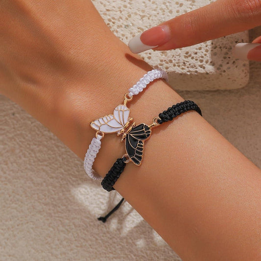 2 bracelets d’ Friends Butterfly Best réglables - Bracelets Ruzister BFF - Bracelets d’amitié avec pendentifs