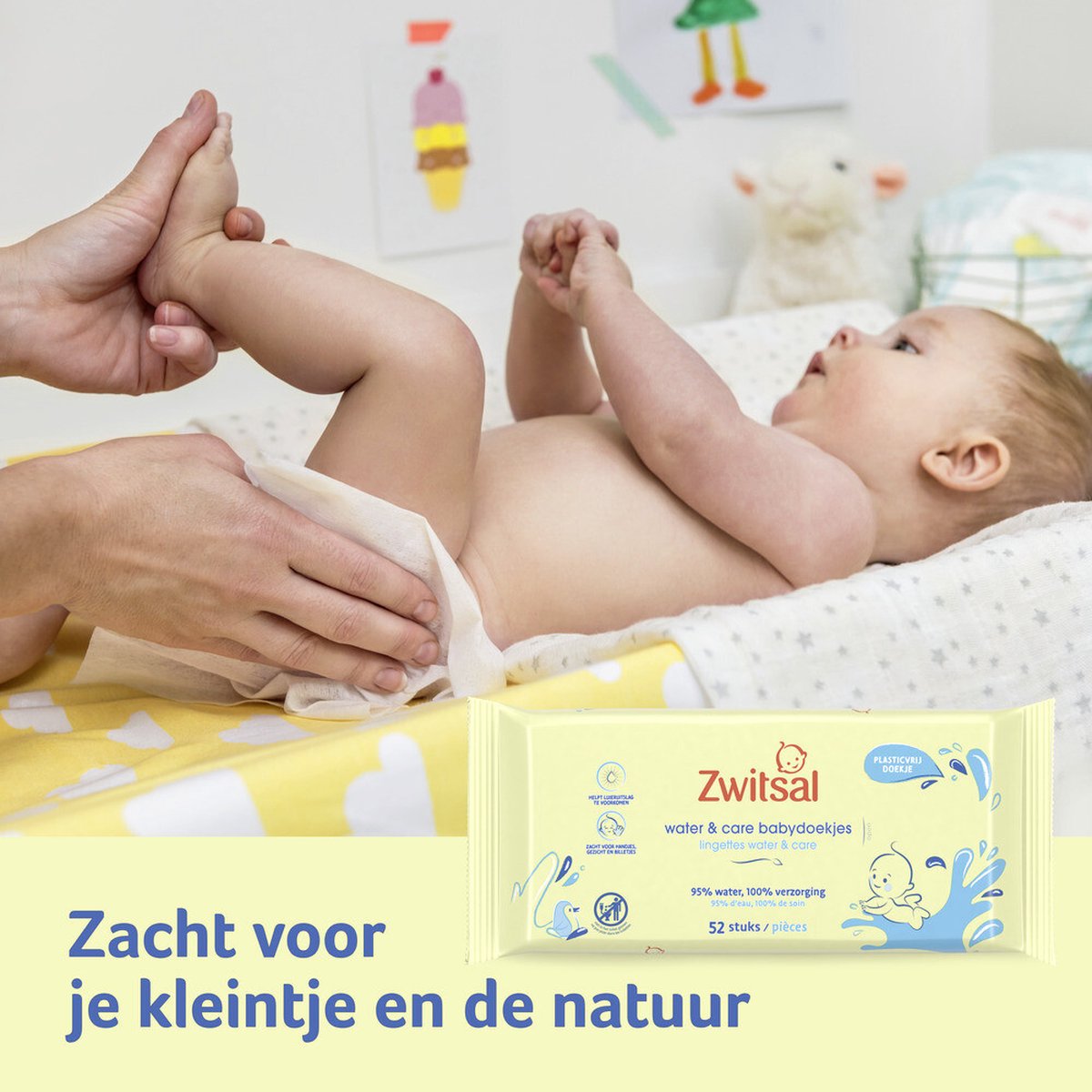 Zwitsal - Lingettes- Water & Soin au parfum Zwitsal - 1248 lingettes bébé - 24 x 52 pièces