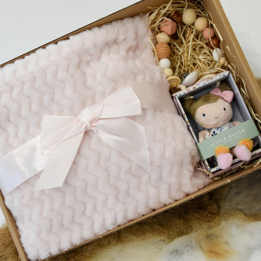 1er Coffret Doudou Rose - Cadeau Naissance - Forfait Maternité - Cadeau Maternité - Cadeau Naissance