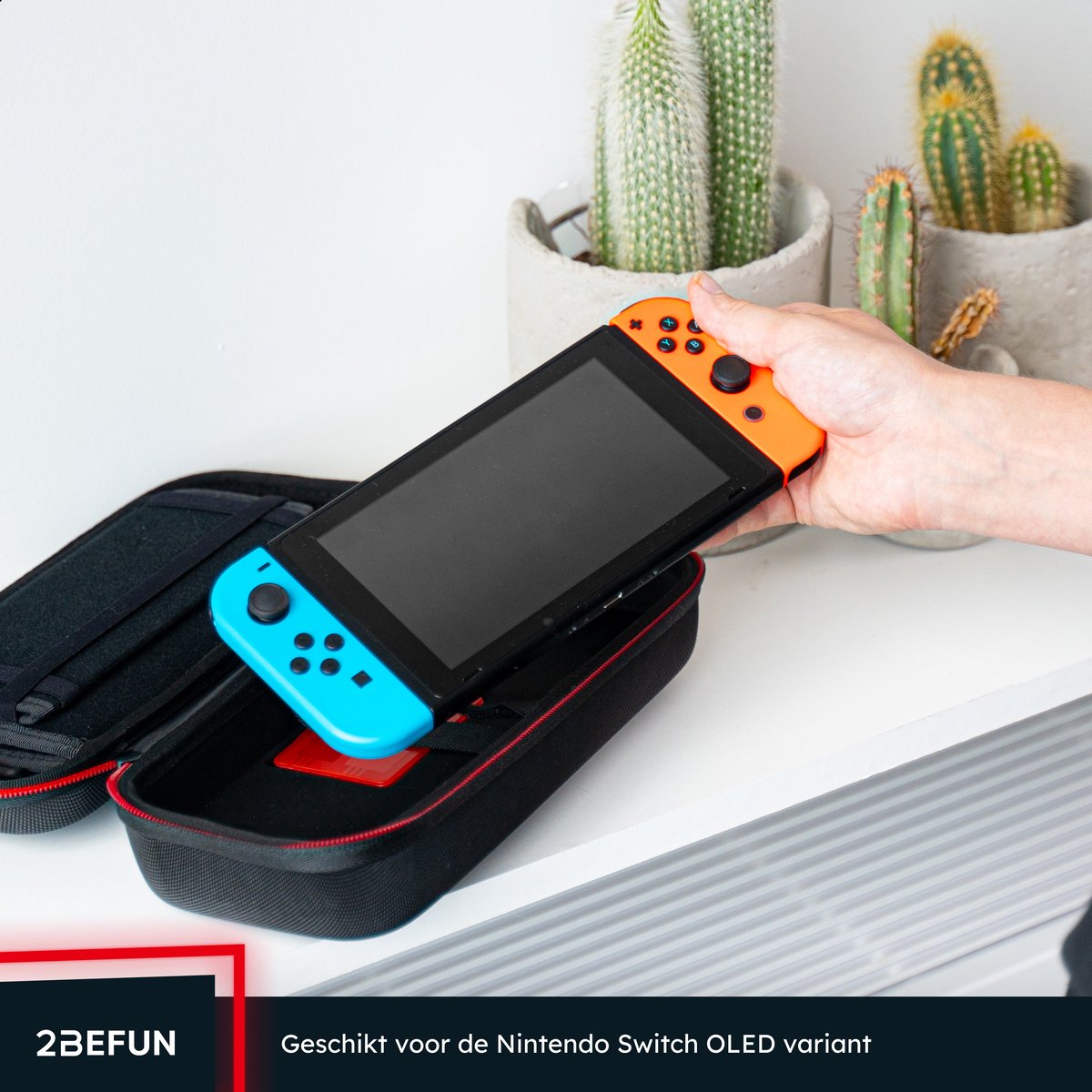 2BEFUN® Coque compatible avec Nintendo Switch OLED avec protection d'écran - Accessoires de vêtements pour bébé - Housse de protection - Housse - Jeux - Zwart - Cadeau homme/femme/fête des pères