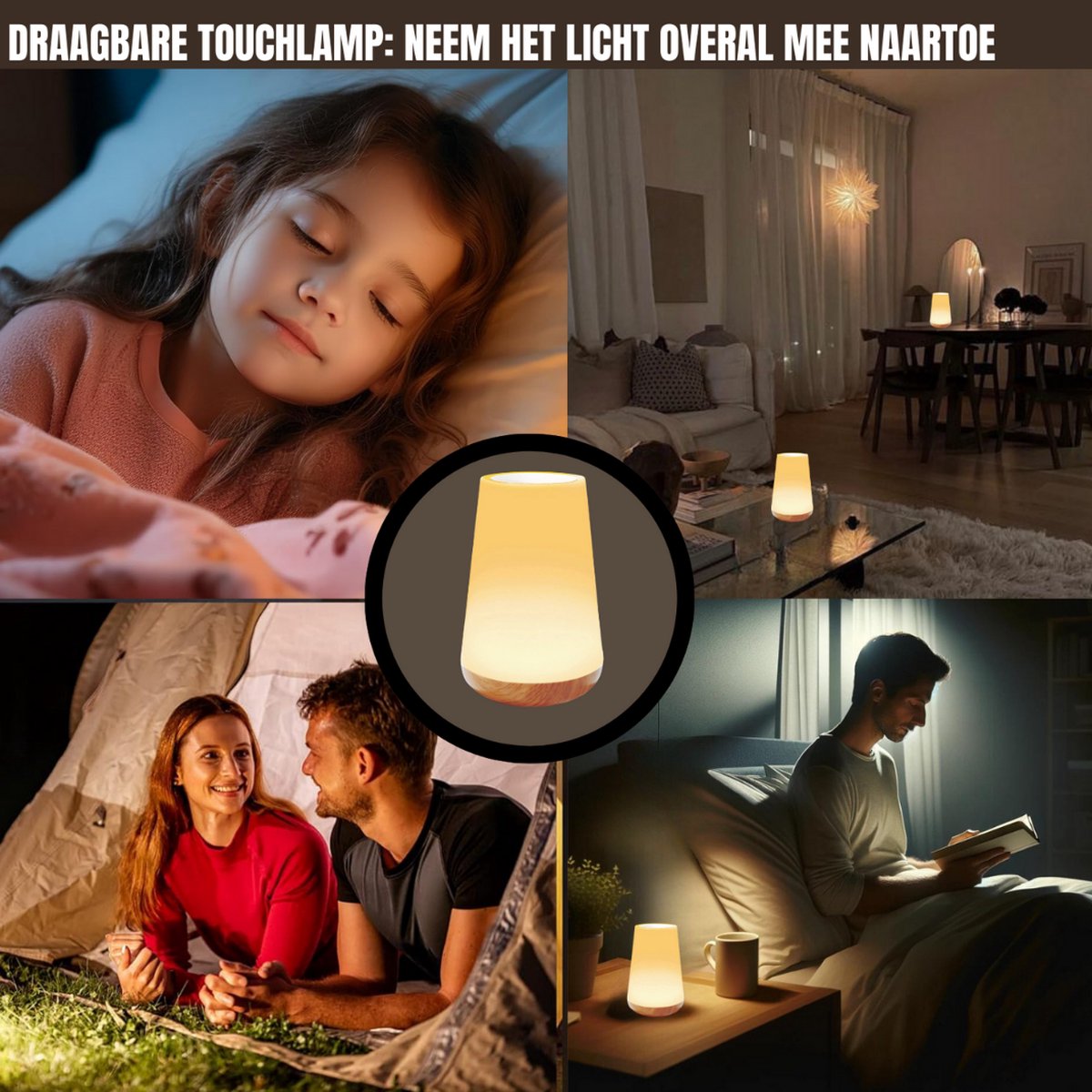 2 pièces - veilleuse pour adultes - lampe de table - veilleuse rechargeable USB enfants - lampe de lecture - Lumière de réveil - Lampe d'ambiance - Éclairage LED - lampe de chevet pour bébé, enfants & adultes - dimmable - commande tactile - 15 CM