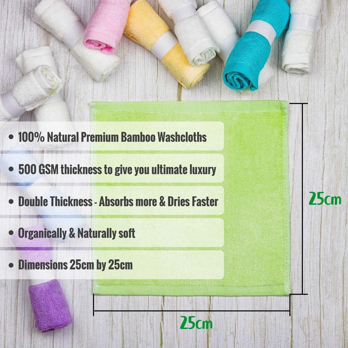 12 débarbouillettes en Bamboo Bébé – Serviette de Face biologique Natural pour bébés adultes – Doux, épais, absorbant , Hypoallergenic – Débarbouillettes pour le corps – Enregistrez les Gifts de Shower pour nouveau-né, gants de toilette hydrophiles