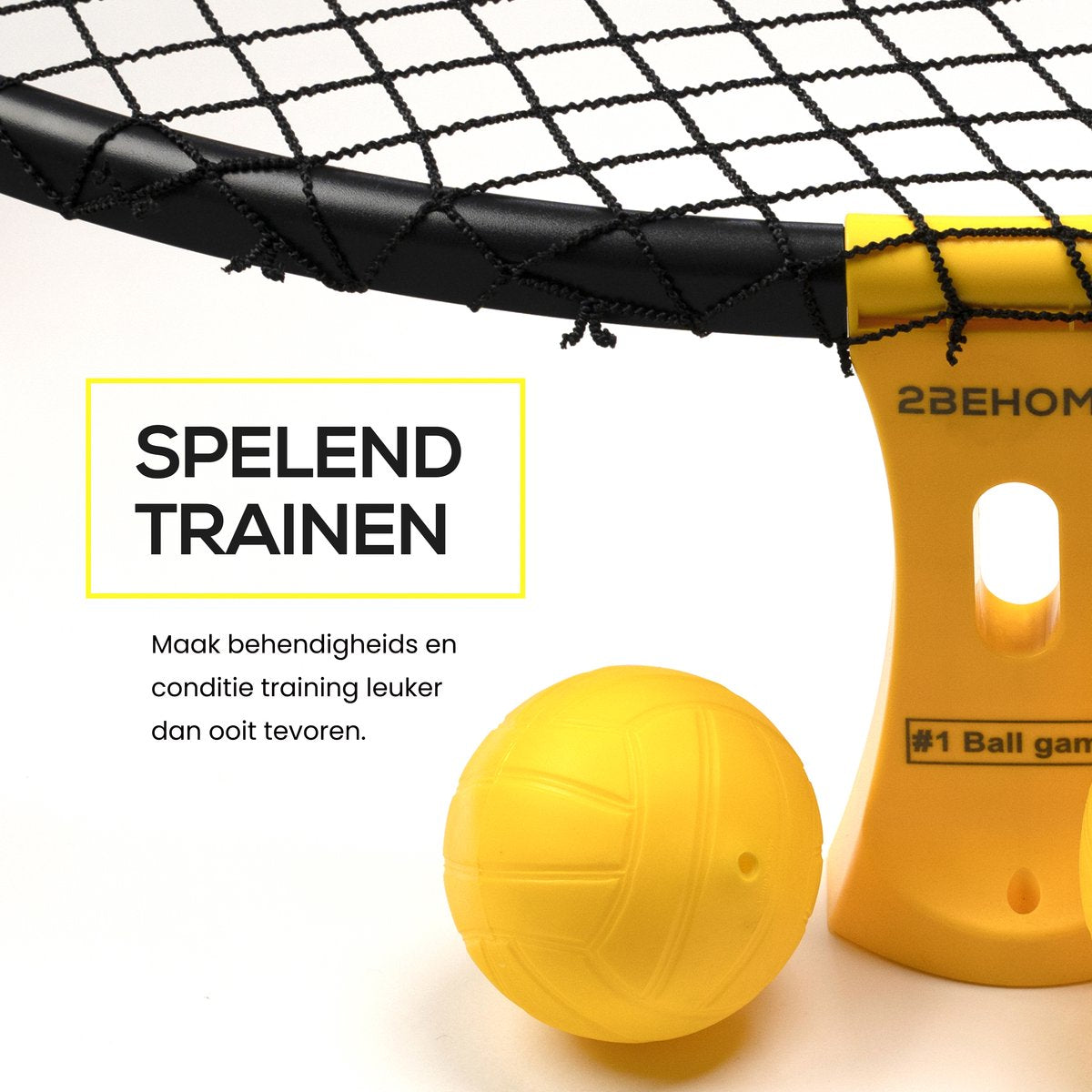 2BEHOME® Roundnet set incluant 3 balles, pompe à balles et sac de transport pratique - Convient pour jouer au Roundball, Smashball & Spikeball - Jaune