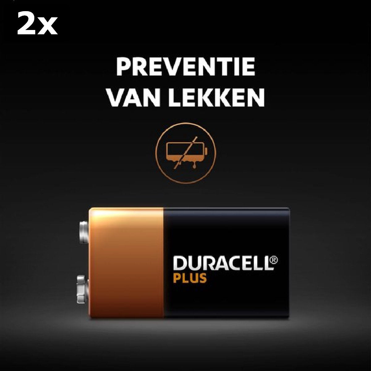 2x piles Duracell Plus alcalines 9V - 1 pièce