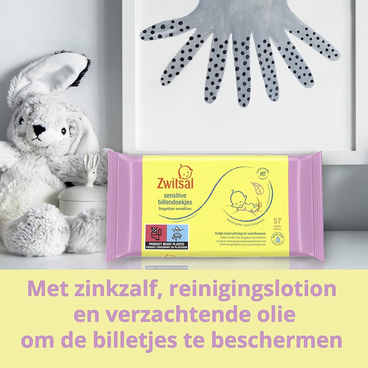 Zwitsal - Lingettes Sensitive - Sans alcool - 2736 Lingettes pour bébé - 48 x 57 - Boîte Mega Value