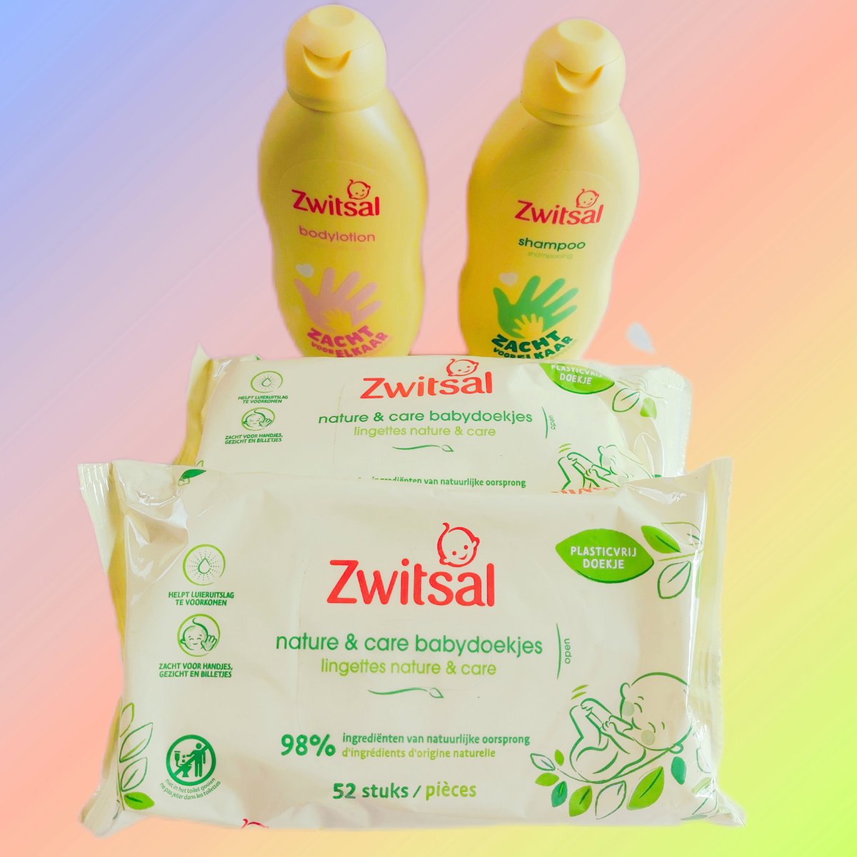 Zwistal - paquet bébé - shampoing pour bébé - 2x lingettes pour bébé - lotion pour bébé - paquet cadeau