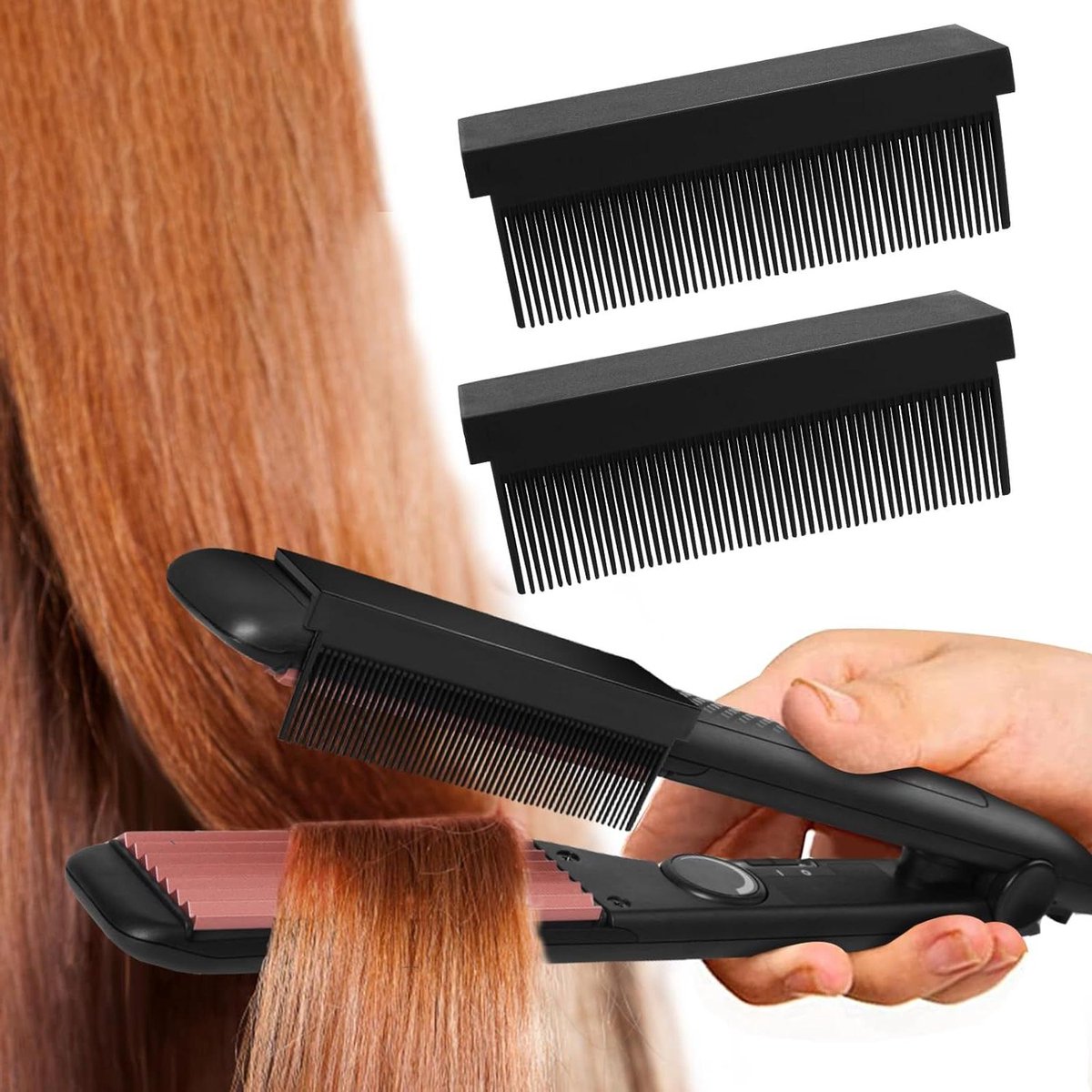 2 pièces Peignage à lisser les cheveux Type V femmes DIY Peignage Accessoires de vêtements pour bébé pour cheveux fer plat lissage barbier peigne à lisser pour la Home professionnelle femmes hommes salon de coiffure - noir - Tools de Coiffure .