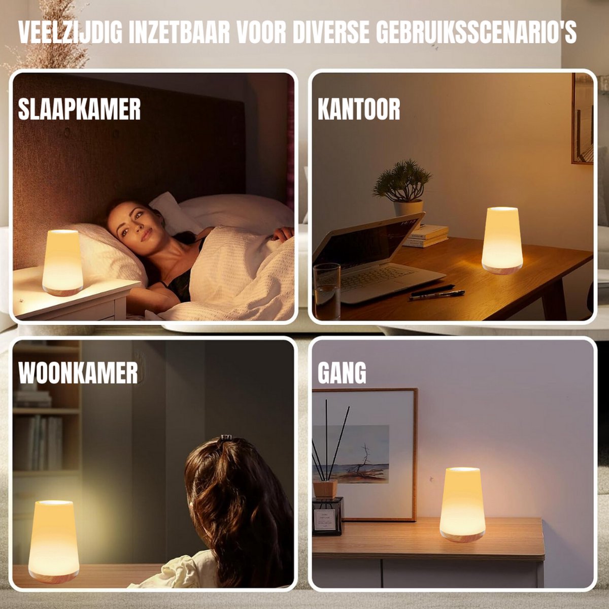 2 pièces - veilleuse pour adultes - lampe de table - veilleuse rechargeable USB enfants - lampe de lecture - Lumière de réveil - Lampe d'ambiance - Éclairage LED - lampe de chevet pour bébé, enfants & adultes - dimmable - commande tactile - 15 CM