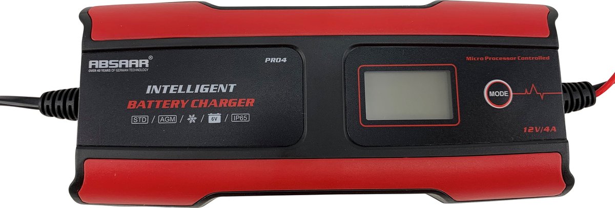 Absaar Battery Charger Pro 4.0li 6/12 Volt 0-95 / 140 Ah 4 A Rouge / noir