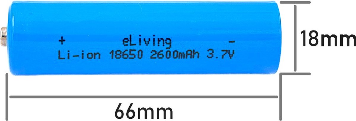 4 accus Li-ion 18650. Bouton supérieur 2600mAh 3,7V