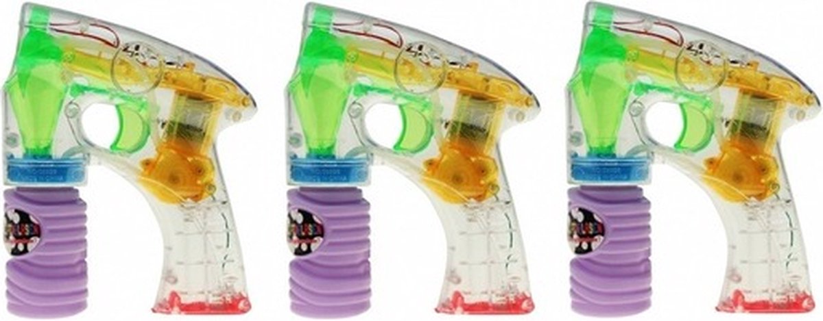 3x Bubble gun avec lumière LED 14 cm - Bubble gun - Bubble guns - Jouets d'extérieur fun items