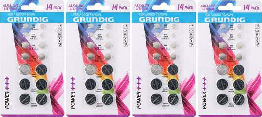 4x lot de 14 piles bouton Grundig - diverses piles - pile bouton / pile bouton